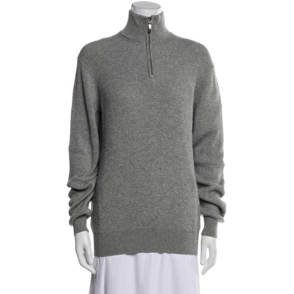 Moncrief Authentic Solid Gray Turtleneck Half Zip… - image 1